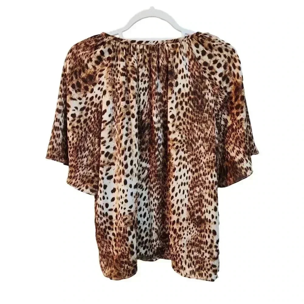 Women's Worthington Y Neck Short Sleeve Satin Blouse - Picture 5 of 5